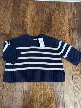 GAP Navy and White Striped Knit Sweater - Kids